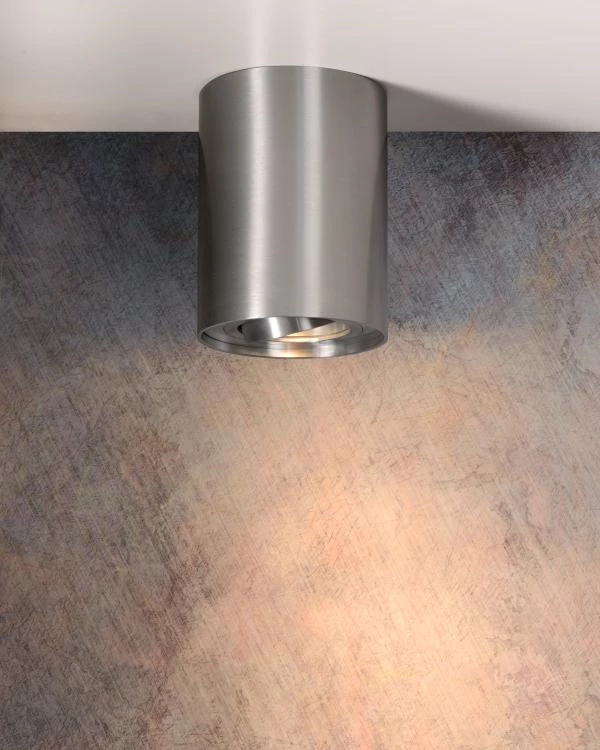 Lucide TUBE - Ceiling spotlight - Ø 9,6 cm - 1xGU10 - Satin Chrome - atmosphere 2